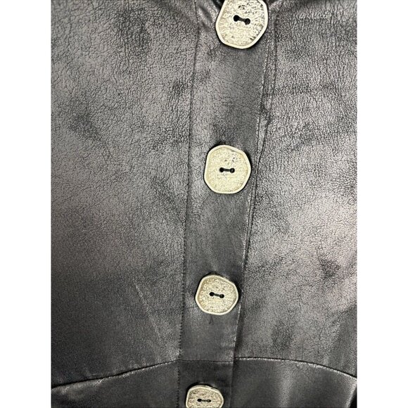 Kozan Slinky Faux Leather Mini Dress/Oversized Top w/ Metal Button Womens Size M - Picture 4 of 12